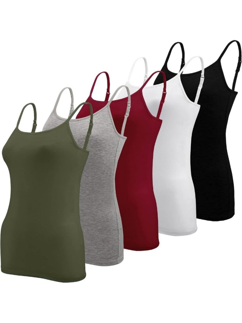 5 Pcs Women's Spaghetti Strap Camisole Tank Tops - Basic Undershirts Set